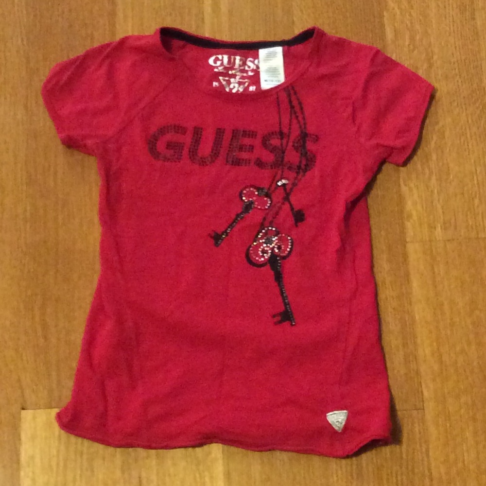 Guess- Girls Red T-Shirt - Size M(10-12 years old)